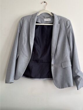 Calvin Klein Light Gray Micro-Check Women's Blazer